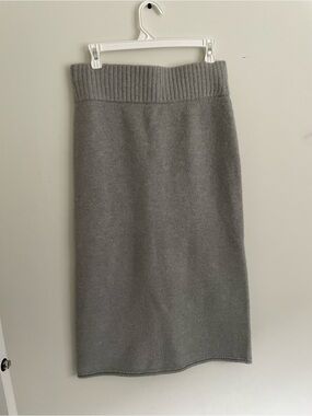 Smash + Tess Light Gray Ribbed-Waist Knit Midi Skirt